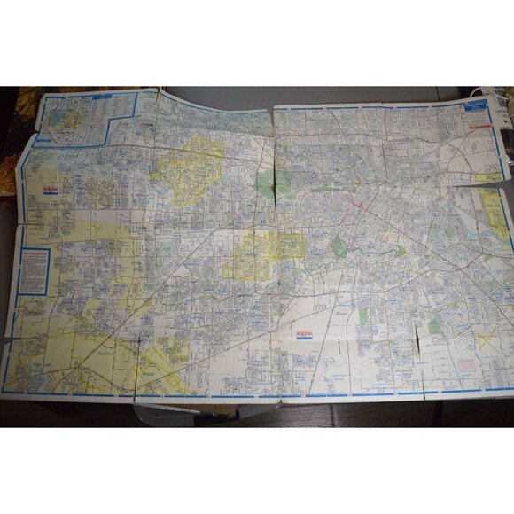 Vintage 1979 Exxon Houston Vicinity Road Map With Points Of Interest Highlighted - Picture 3 of 10